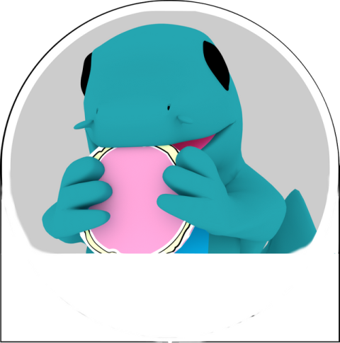 a cartoon character holding a pink object in his hands