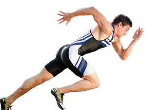 a man is running on a white background
