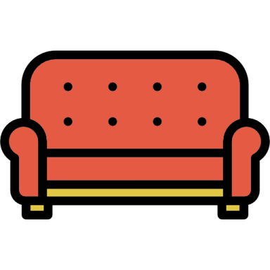 a red couch on a white background