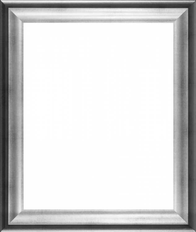 a silver frame on a white background