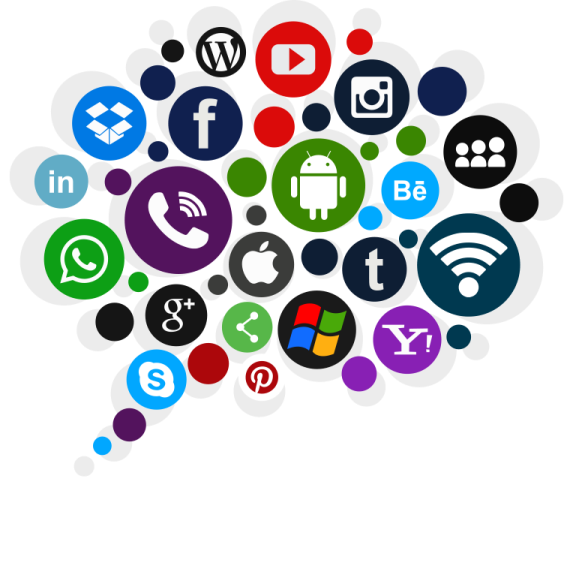 a white background with many different social icons
