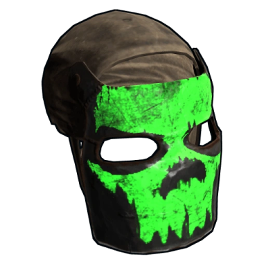 a green skull mask on a white background