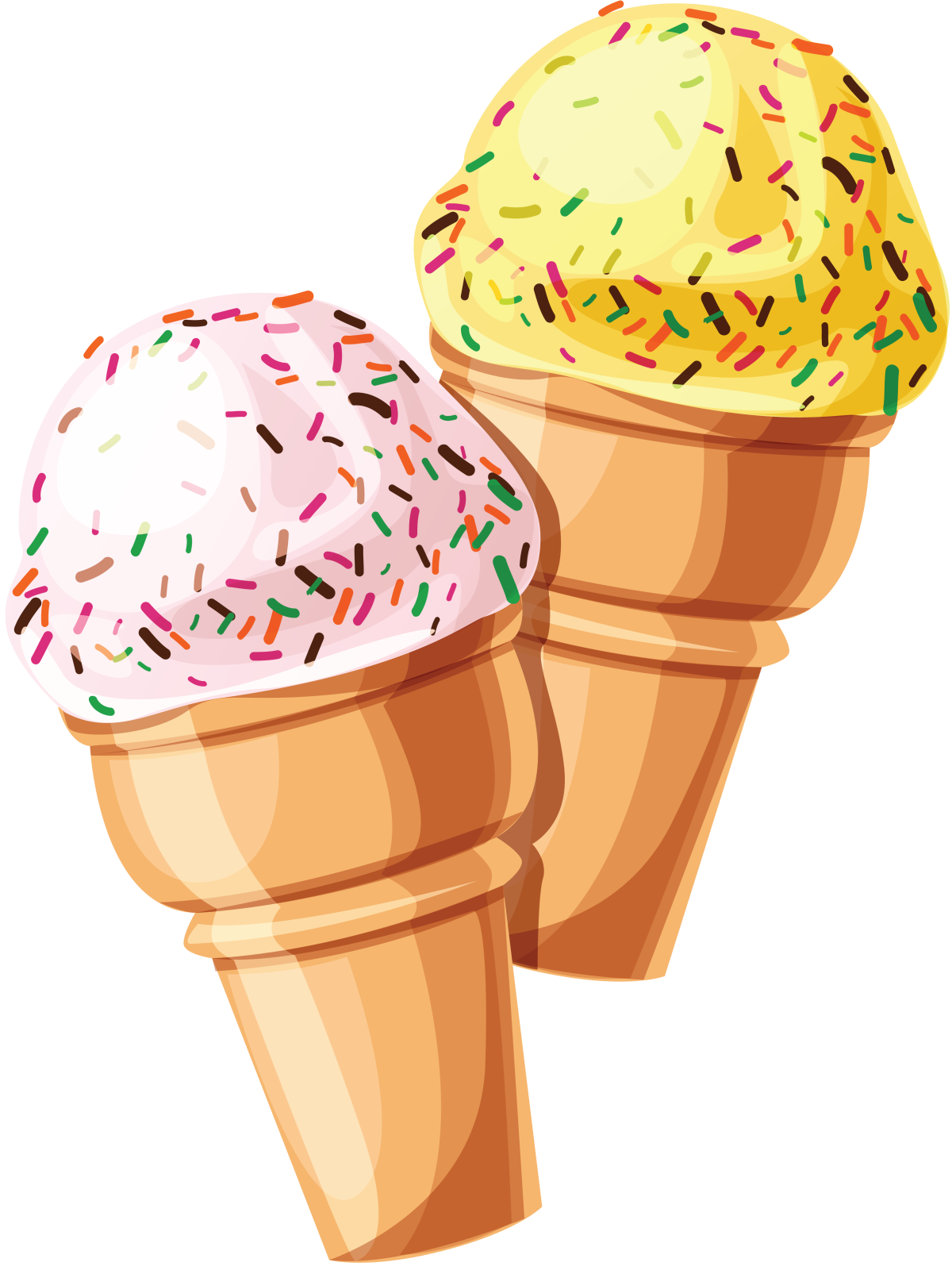 two scoops of ice cream and sprin