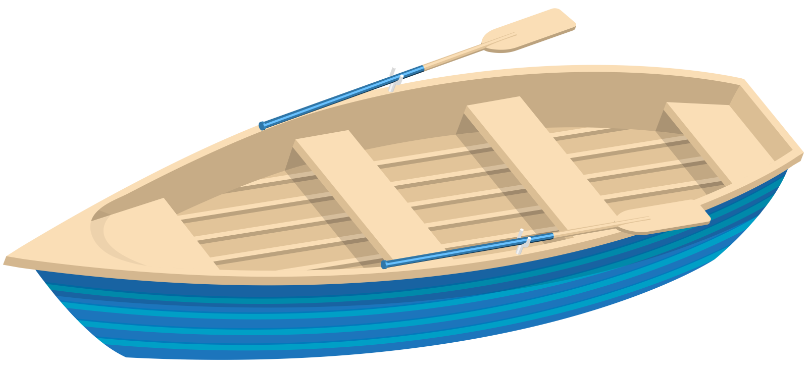 a boat with two paddles on it