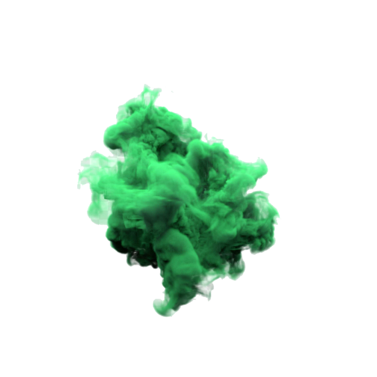 green smoke on a white background
