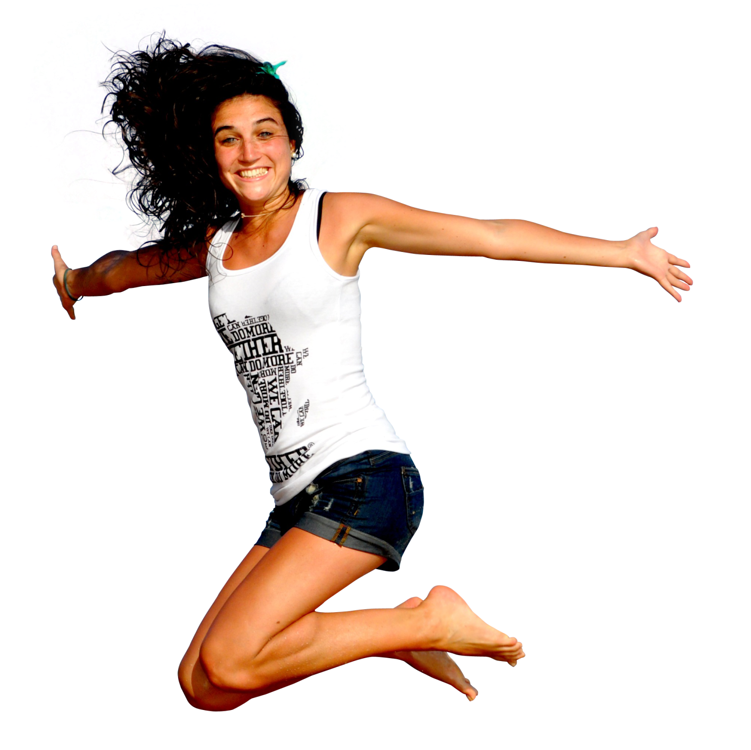 a woman jumping in the air