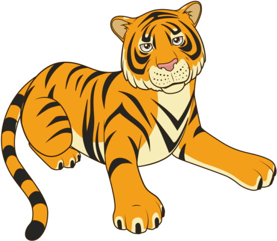 a cartoon tiger laying down