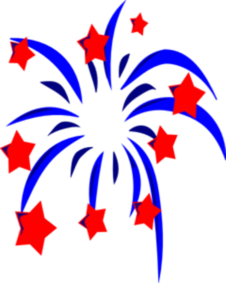 a red, white and blue fireworks clipart