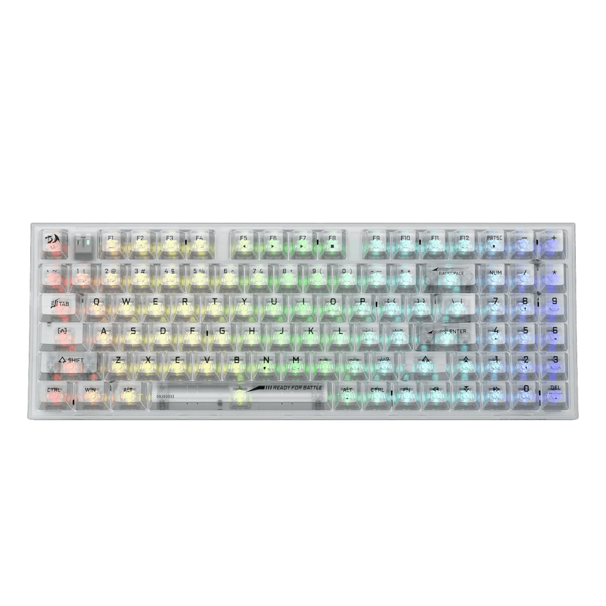 a computer keyboard with colorful lights on it