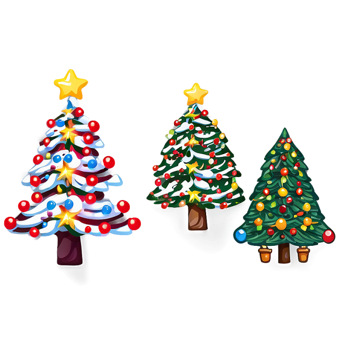 three christmas trees on a white background