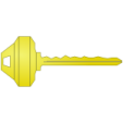 a yellow key on a white background