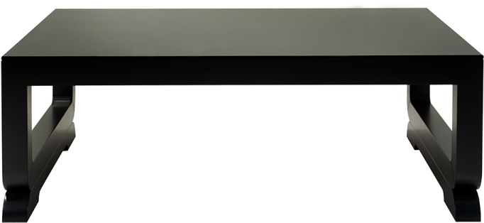 a black coffee table on a white background