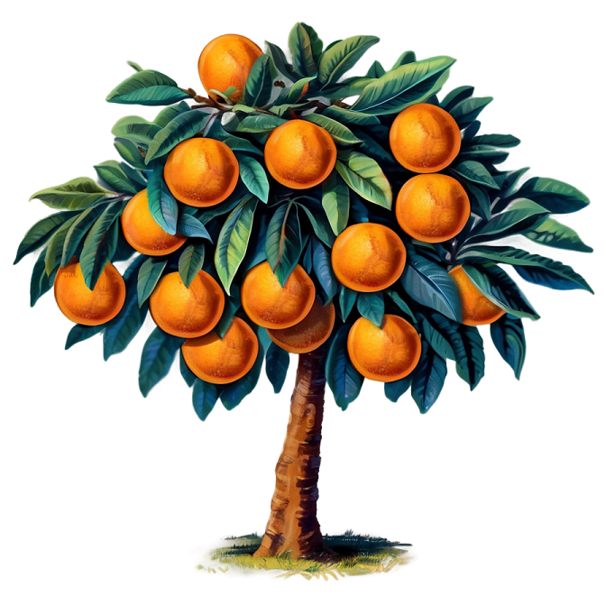 a drawing of an orange tree