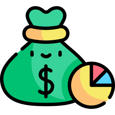 a money bag with a pie in it