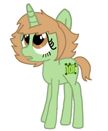a drawing of a pony with a green mane