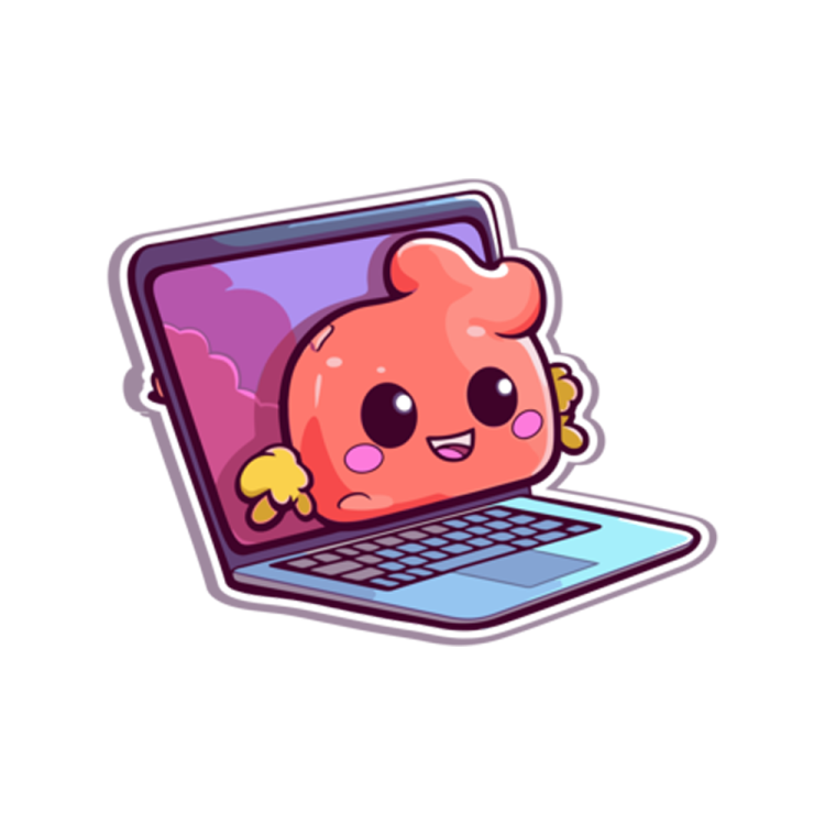 a laptop with a cartoon character on the screen