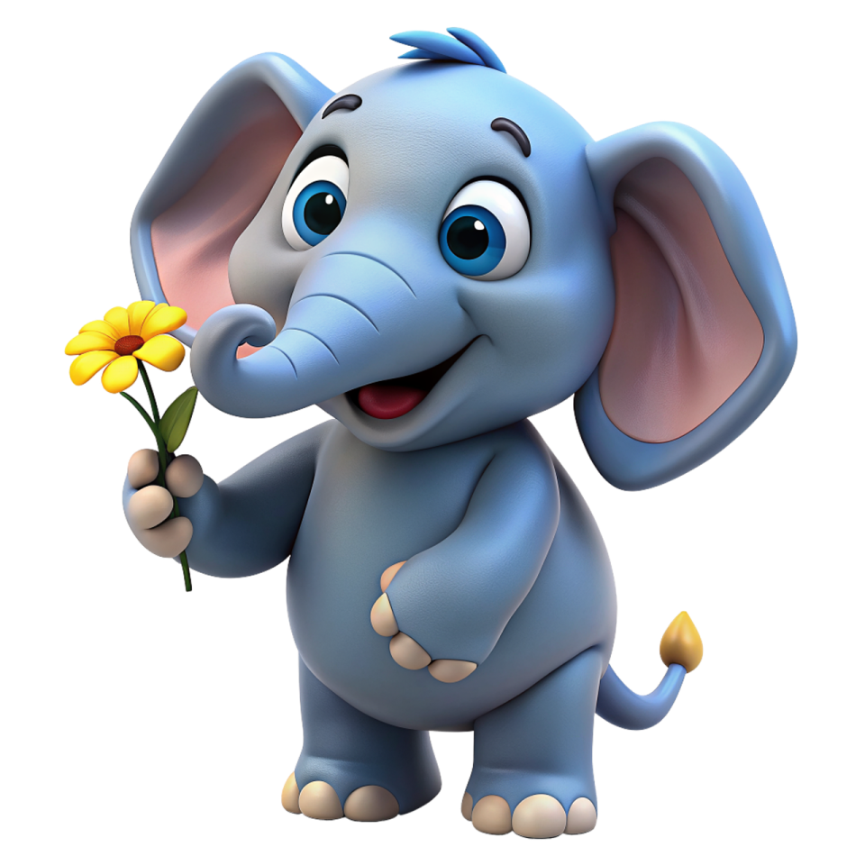 an elephant holding a flower in its trunk