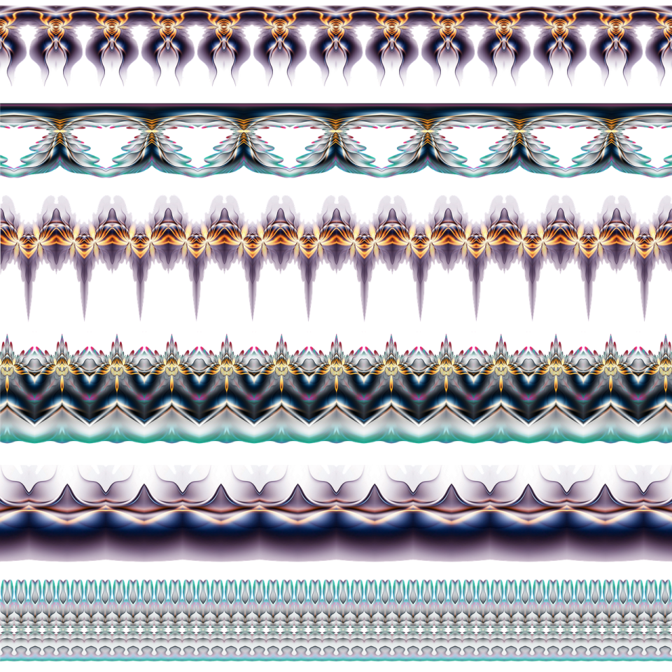a set of abstract patterns in blue and white