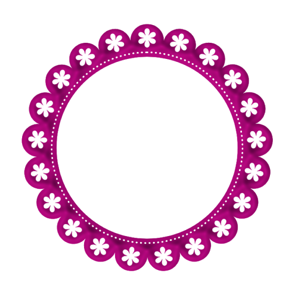 a purple circle with white flowers on it