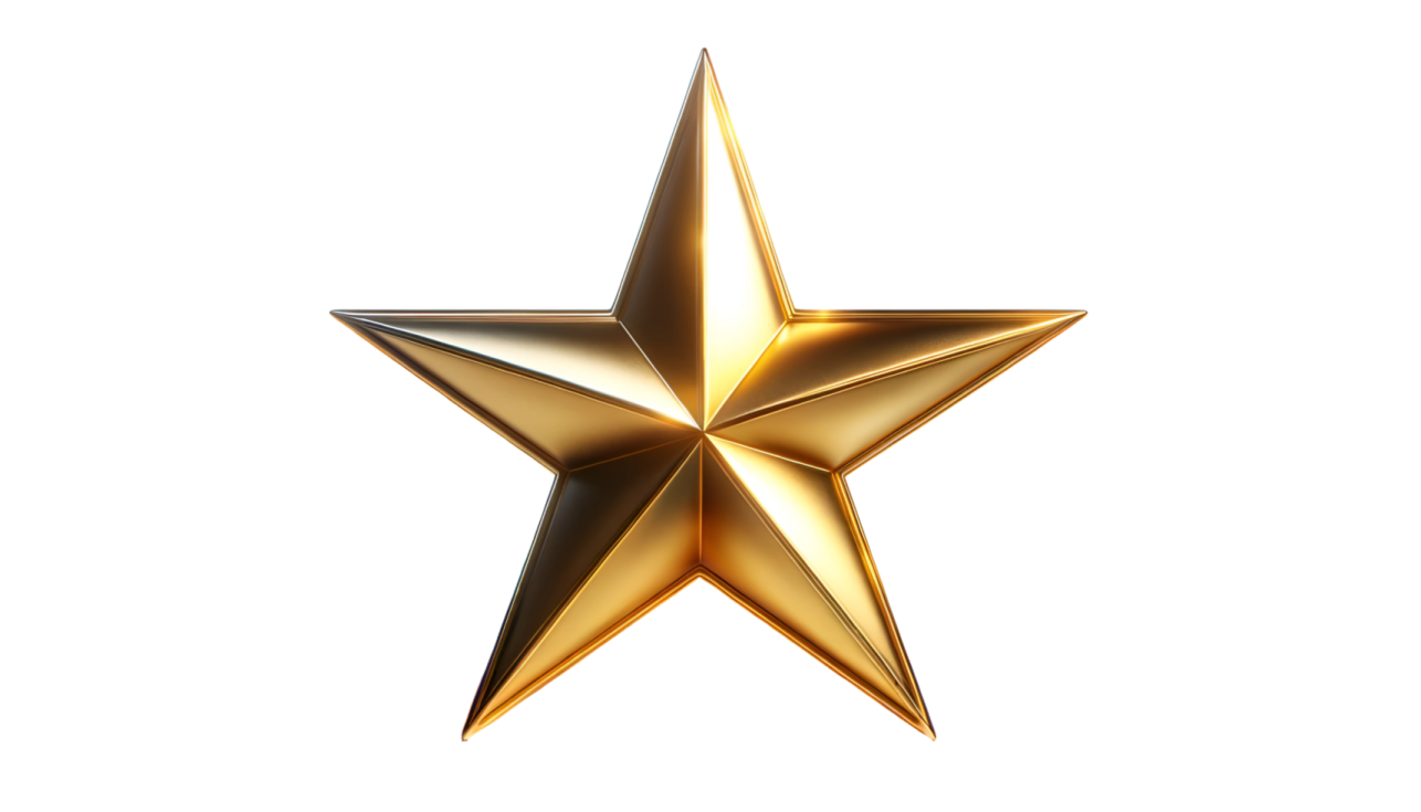 a gold star on a white background
