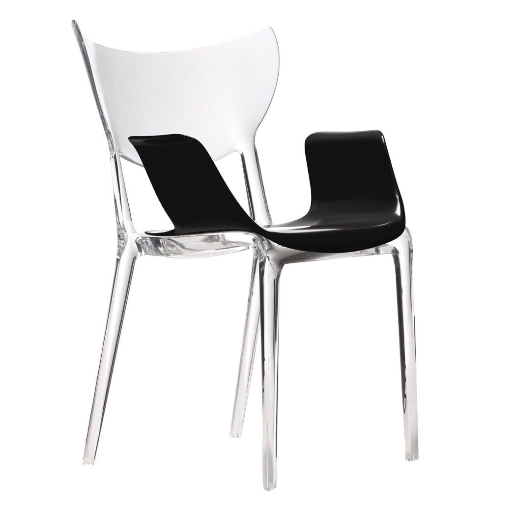 a black and white chair on a white background