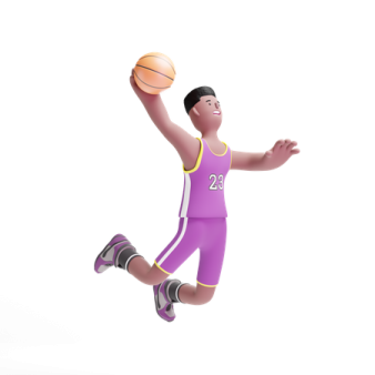 a basketball player is jumping in the air