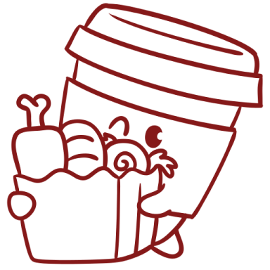 a cup filled with fruit and vegetables