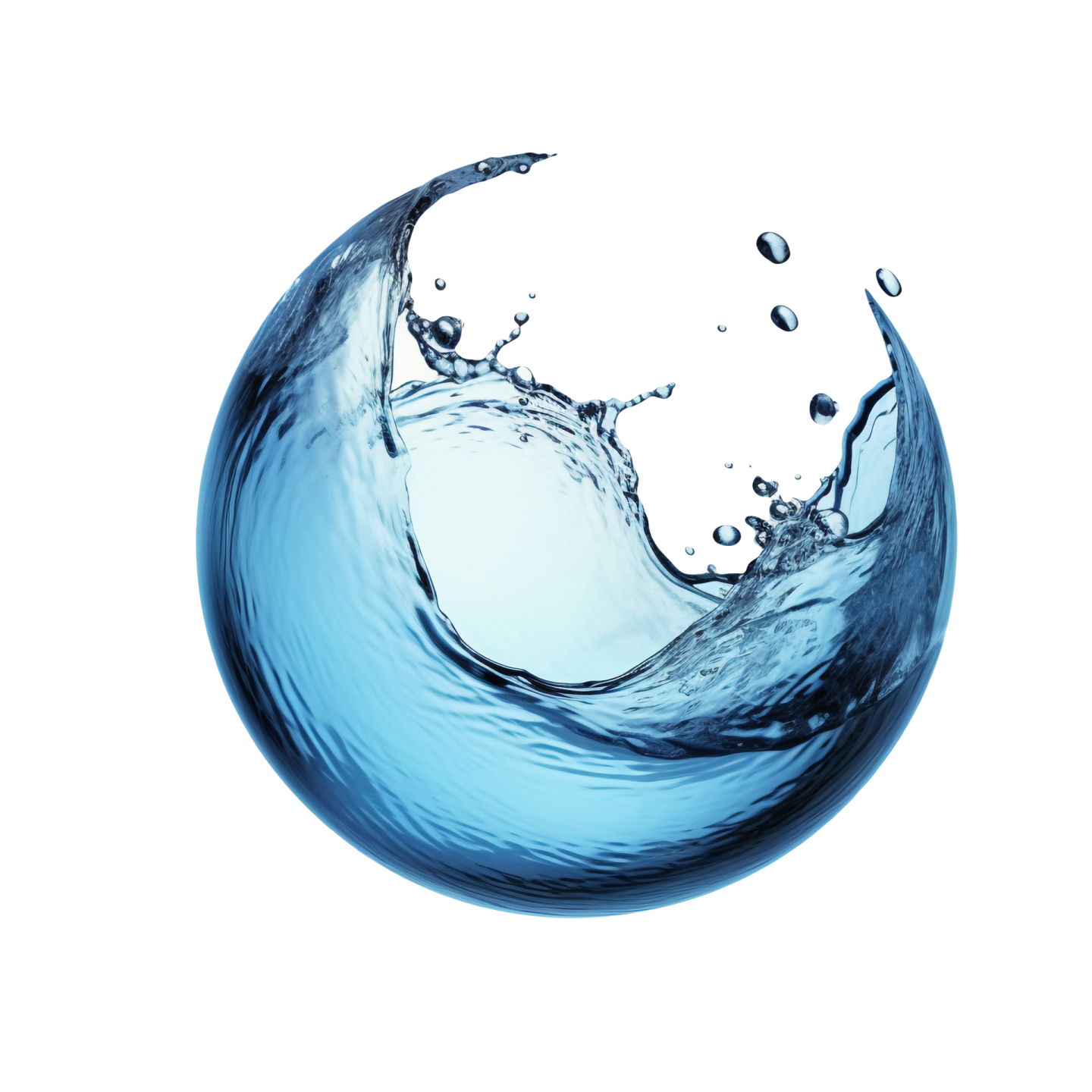 a blue water ball on a white background