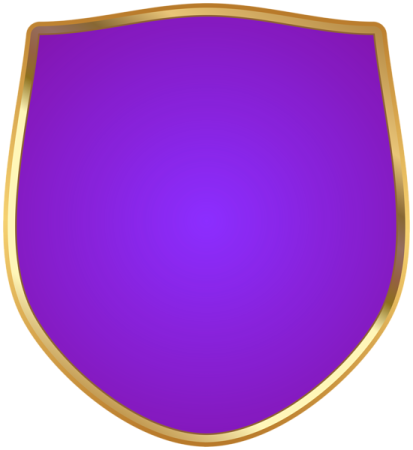 a purple shield with gold trim