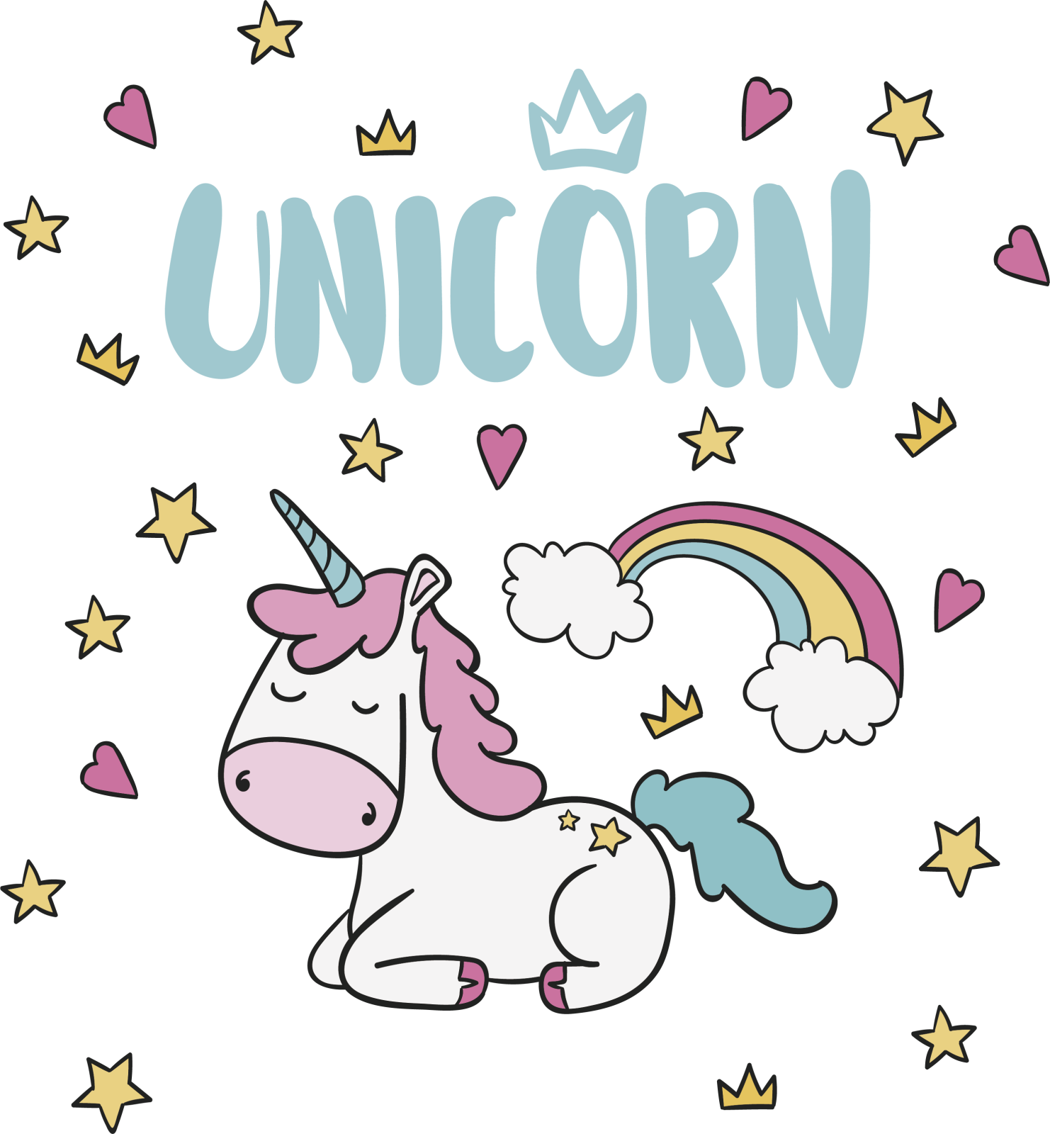 a unicorn with the word unicorn on it