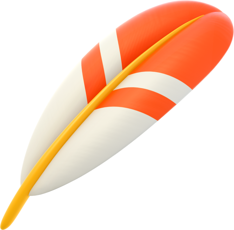 an orange and white surfboard on a white background