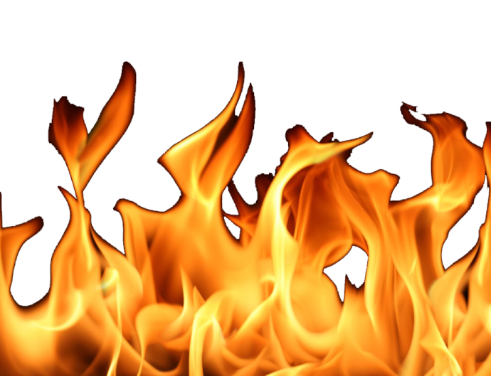 a fire with flames on it's sides