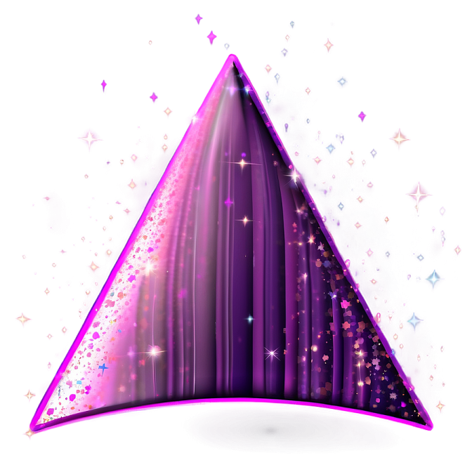 a purple party hat with stars on it