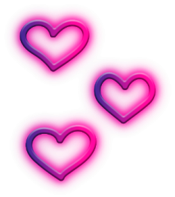three pink hearts on a white background