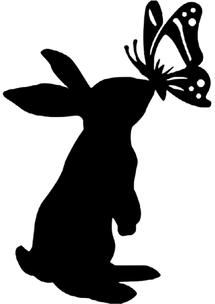 a black and white silhouette of a rabbit