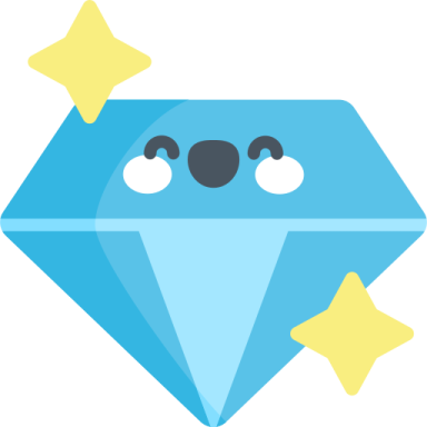 a blue diamond with stars on it