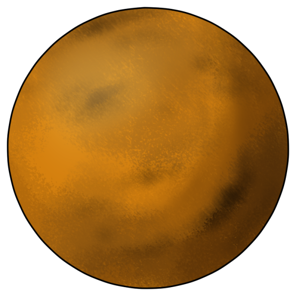 an orange planet with a white background