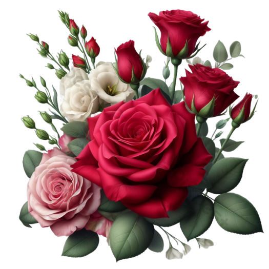 a bouquet of roses on a white background