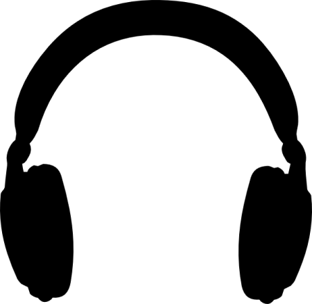 a headphone silhouetted on a white background