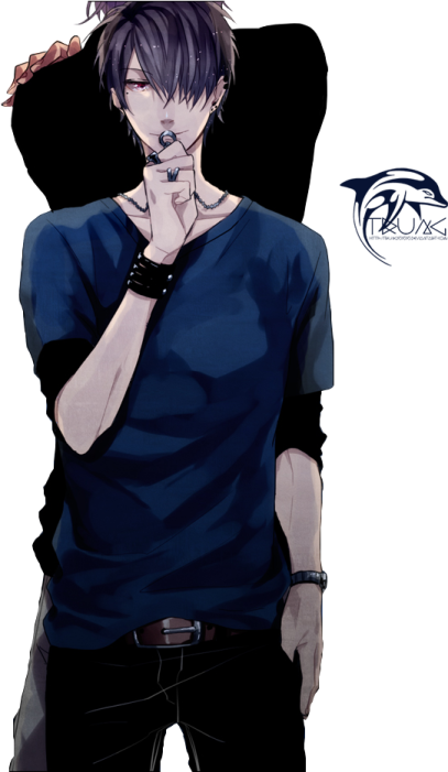 a man in a blue shirt with his hands on his face