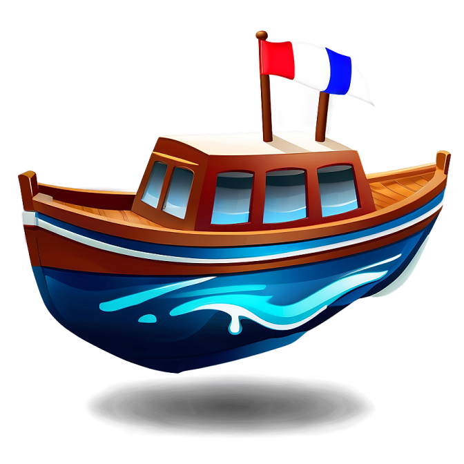 a boat with a flag on top of it
