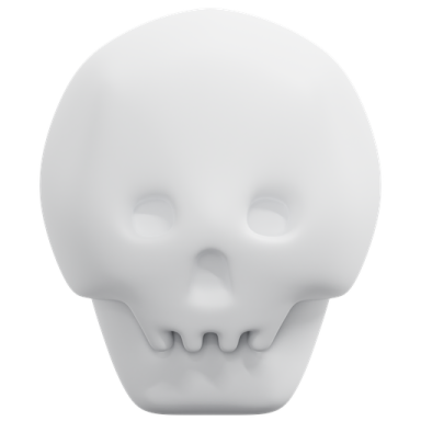 a white skull head with one eye open