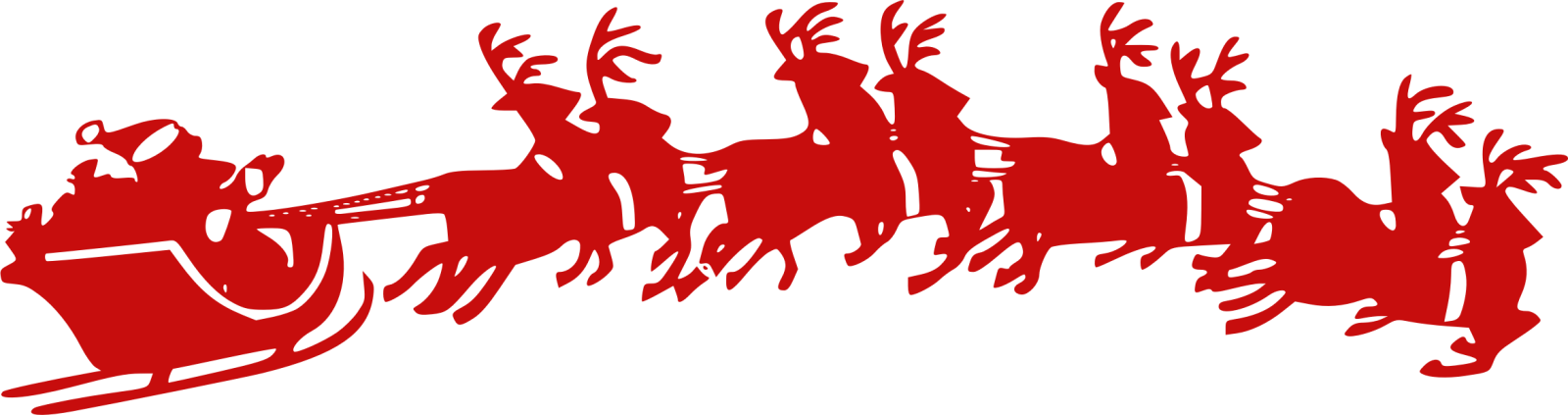 a red silhouette of people riding on a sled sler