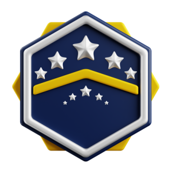 a badge with five stars on it