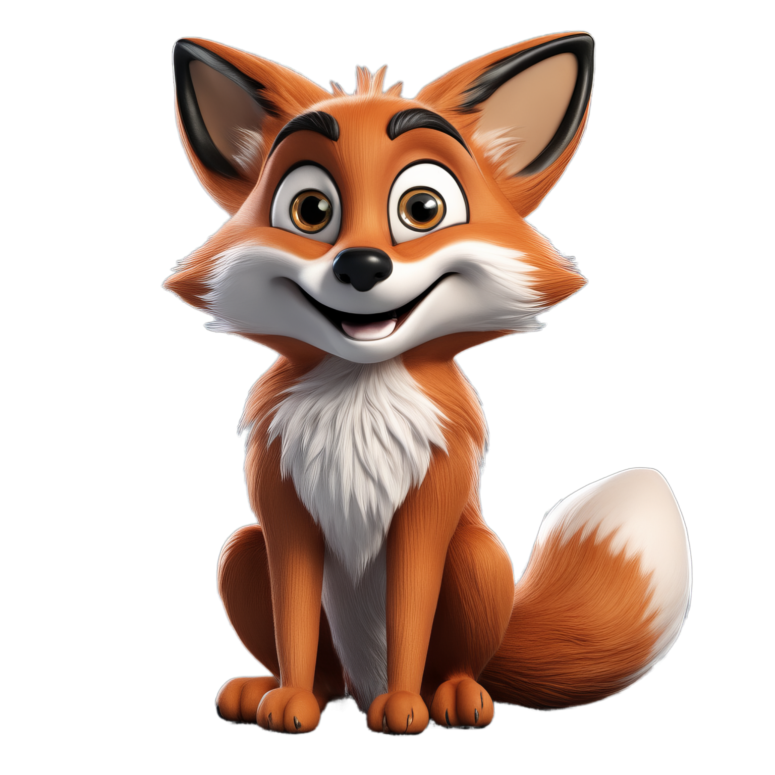 a cartoon fox sitting on the ground