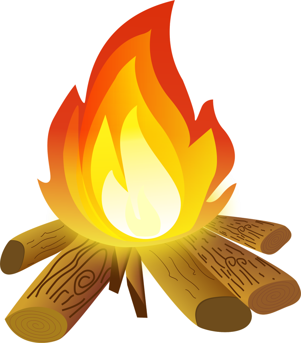 a campfire with logs and flames