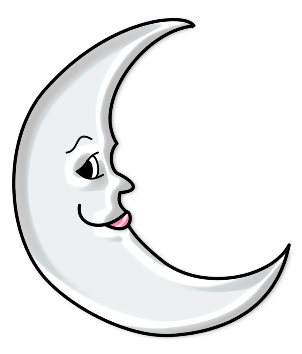 a cartoon moon with a smiling face