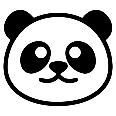 a black and white panda face