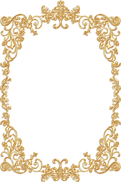 an ornate gold frame with a white background