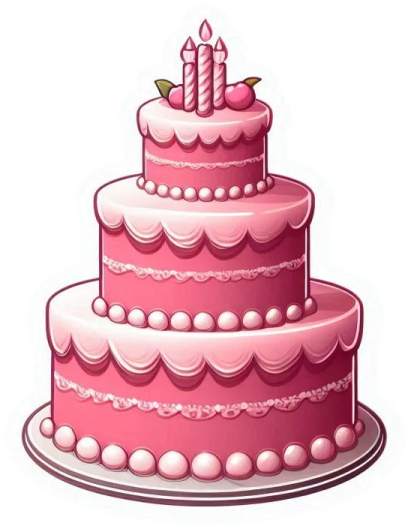 a pink cake with two candles on top